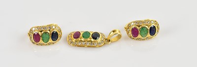 Lot 2088 - A yellow metal diamond, sapphire, emerald and...