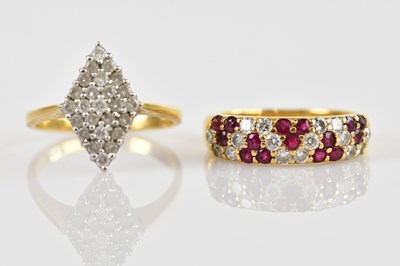 Lot 2330 - An 18ct yellow gold diamond set lozenge shaped...