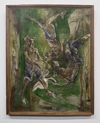 Lot 15 - ASHOK AKKI; oil on canvas 'Untitled II',...