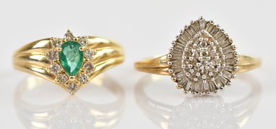 Lot 2403 - A 14ct yellow gold diamond and emerald set...
