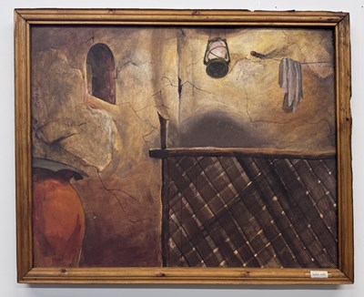 Lot 20 - SUDHIR AMBI; oil on canvas 'The Light', with...