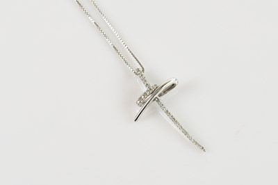 Lot 2157 - A 9ct white gold diamond set pendant, length...