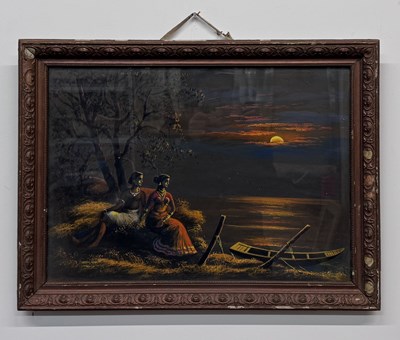 Lot 23 - NARSINGH CHOUHAN; watercolour, two females at...