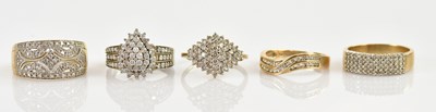 Lot 2400 - Four 9ct yellow and white gold diamond set...