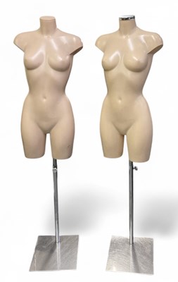 Lot 326 - Two modern female mannequin torsos, both on...