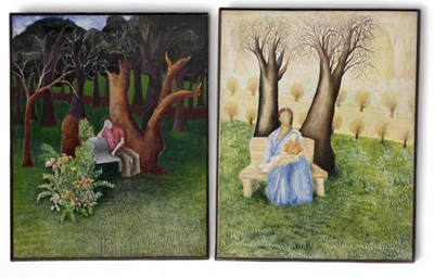 Lot 42 - VINOD KUMAR; a pair of acrylics on canvas,...