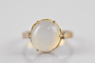 Lot 2550 - A yellow metal Indian moonstone set dress ring,...