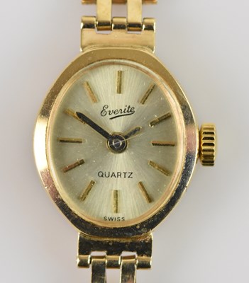 Lot 511 - EVERITE; a lady's 9ct gold cased wristwatch,...