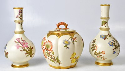 Lot 172 - ROYAL WORCESTER; a pair of ivory Islamic...