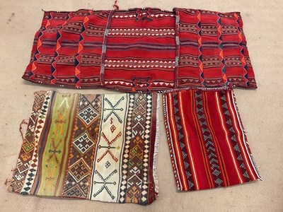 Lot 724 - A Moroccan Kilim double camel saddle carpet...