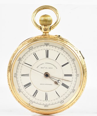 Lot 392 - An 18ct yellow gold crown wind open faced...