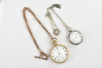 Lot 428 - WALTHAM; a crown wind open faced pocket watch,...