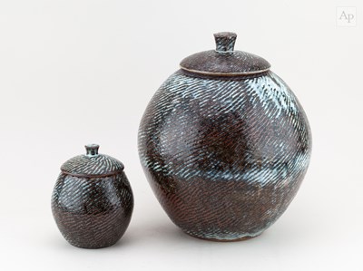 Lot 555 - PETER SWANSON (born 1950); a large bulbous jar...