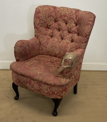 Lot 837 - A Victorian upholstered button back armchair,...