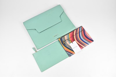 Lot 6 - PAUL SMITH; a light turquoise pebbled calfskin...