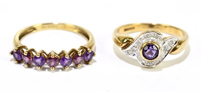 Lot 1171 - Two 9ct yellow gold dress rings, sizes K 1/2...