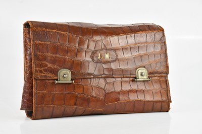 Lot 118 - A tan crocodile leather mid 20th century...