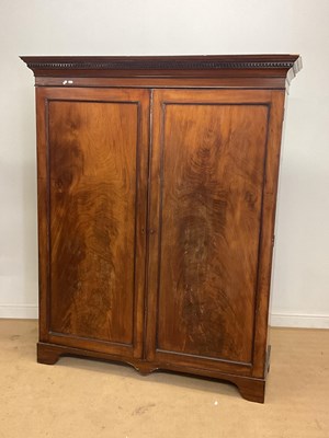 Lot 819 - A 19th century burr walnut double wardrobe,...