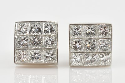 Lot 1359 - TIFFANY & CO; a pair of platinum diamond set...