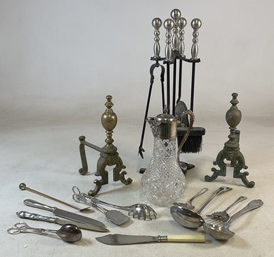 Lot 383 - A fireside companion set, together with a pair...
