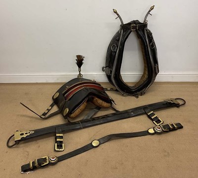 Lot 3 - Shire horse leather and brass items, to...