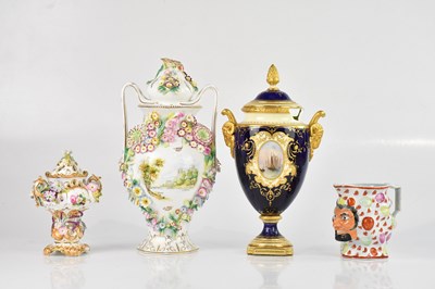 Lot 1938 - COALPORT; a twin handled pedestal vase and...