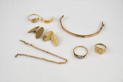 Lot 1449 - A 9ct yellow gold diamond set signet ring,...