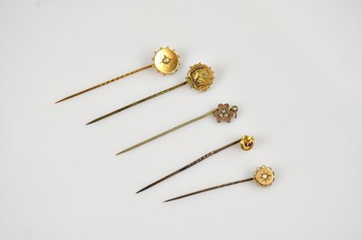 Lot 1321 - Five Victorian and later stickpins including...