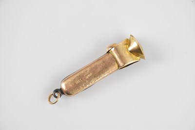 Lot 1445 - A yellow metal mounted cigar piercer, stamped '...