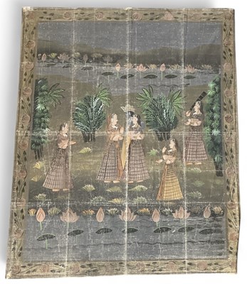 Lot 1097 - A large Indian Mughal style watercolour on...