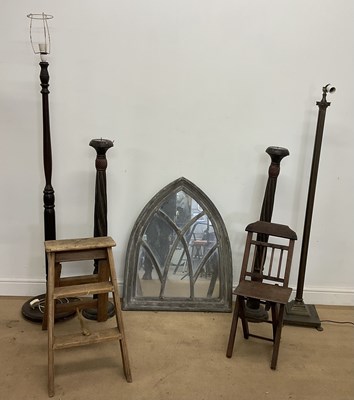 Lot 825 - A stained standard lamp, height 140cm,...