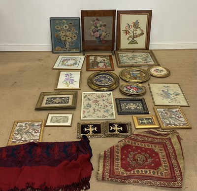 Lot 375 - A quantity of textiles and tapestries, the...