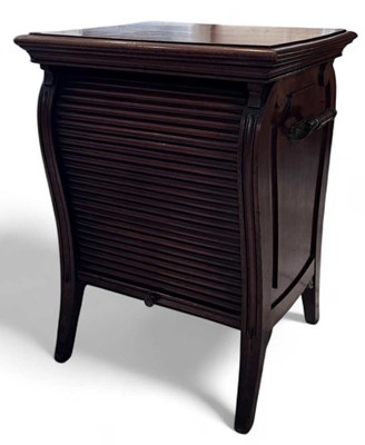 Lot 61 - An Edwardian mahogany tambour fronted coal...