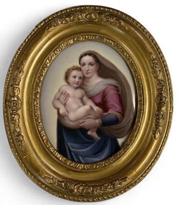 Lot 531 - A KPM painted oval porcelain plaque depicting...