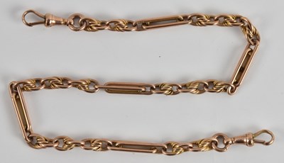 Lot 1276 - A 9ct rose gold Victorian watch chain, with...