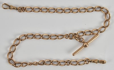 Lot 1278 - A 9ct rose gold Albert watch chain with open...