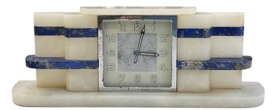 Lot 126 - An Art Deco mantel clock, the square face set...