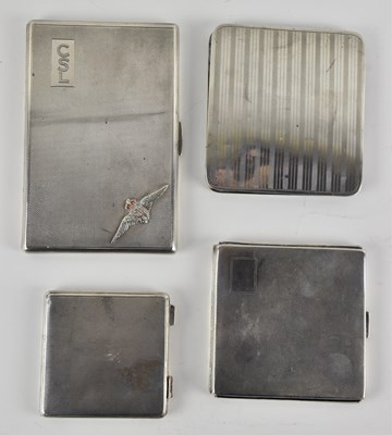 Lot 1196 - Four hallmarked silver cigarette cases of...