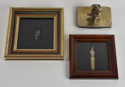 Lot 1259 - A framed George V hallmarked silver bookmark,...