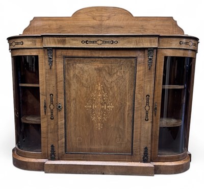 Lot 22 - A late Victorian walnut and inlaid gallery...