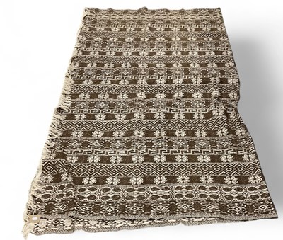 Lot 451 - A large brown and cream woollen Welsh blanket,...