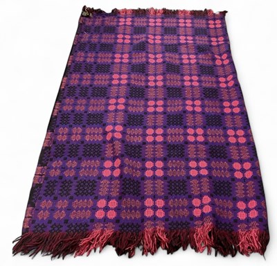 Lot 452 - A large pink, purple and brown woollen Welsh...