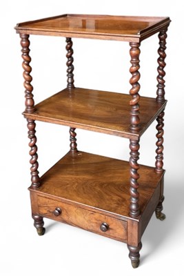 Lot 72 - A Victorian mahogany barley twist three tier...