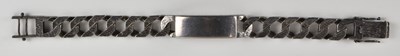 Lot 1464 - A 925 silver flat Cuban link identity bracelet,...