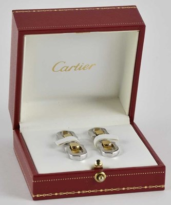 Lot 1481 - CARTIER; a cased pair of gentleman's 925...