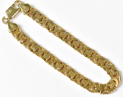 Lot 1201 - A 9ct gold fancy link bracelet, 19cm, approx....