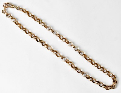 Lot 1381 - A 9ct gold faceted belcher link watch chain,...