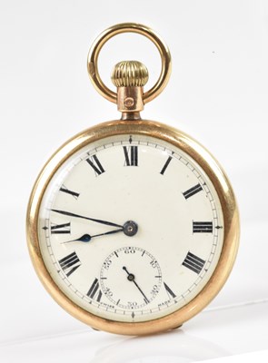 Lot 408 - A 9ct yellow gold crown wind open faced pocket...