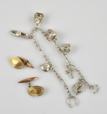 Lot 1356 - A pair of 9ct yellow gold cufflinks,...