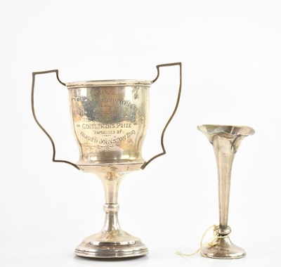 Lot 330 - A George V hallmarked silver twin handled...